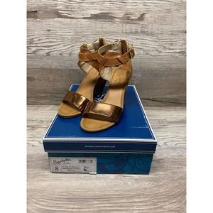Seychelles "All The Way Metallic" Copper/Whiskey Leather Wedges NB05306 Size 8